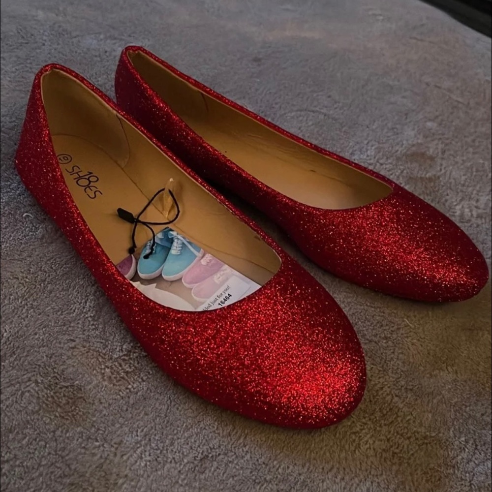 Ruby Red Sparkly Flats